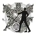 man guiding a chariot tattoo design idea