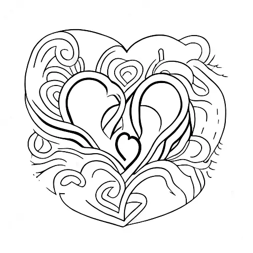 A lifeline forming a heart shape with a small heart at the end, representing the unbreakable bond between a mother and her son tattoo design idea