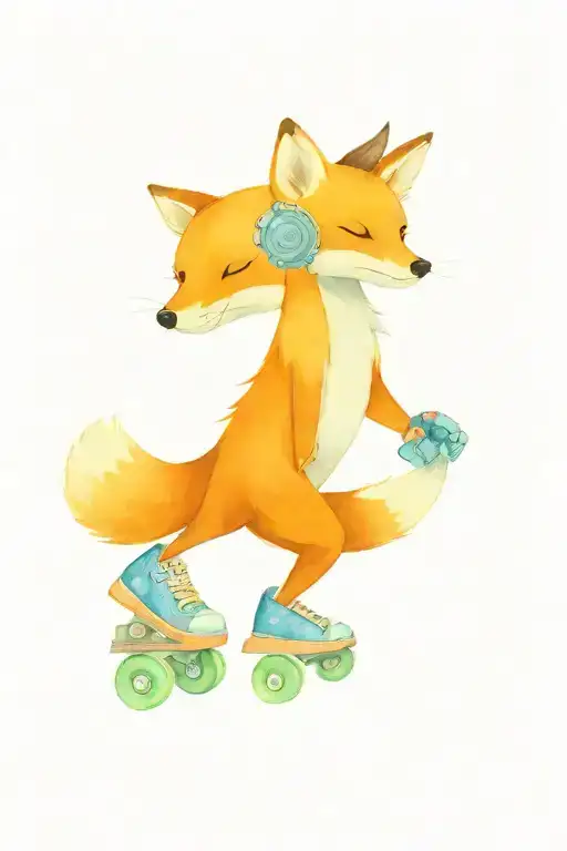 fox holding a pair of roller skates by it mouth tattoo design idea