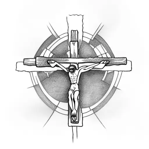 crucifixion site with 3 crosses tattoo design idea