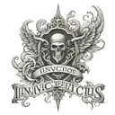 Morior Invictus text tattoo design idea
