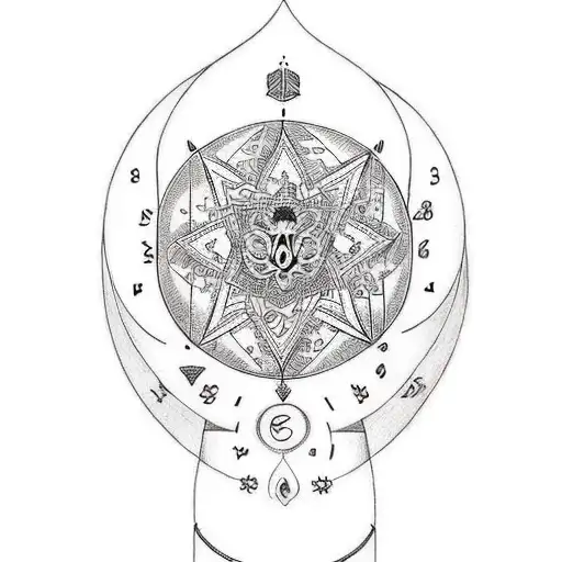 A tattoo design featuring five unique symbols representing each of your children's time of birth tattoo design idea