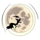 A demon devours the moon, with lightning in the background. tattoo design idea