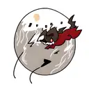 A demon devours the moon, with lightning in the background. tattoo design idea