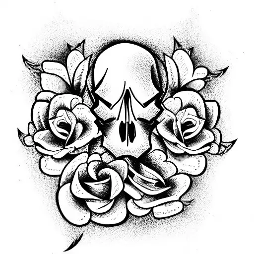 Skull and Roses tattoo design idea