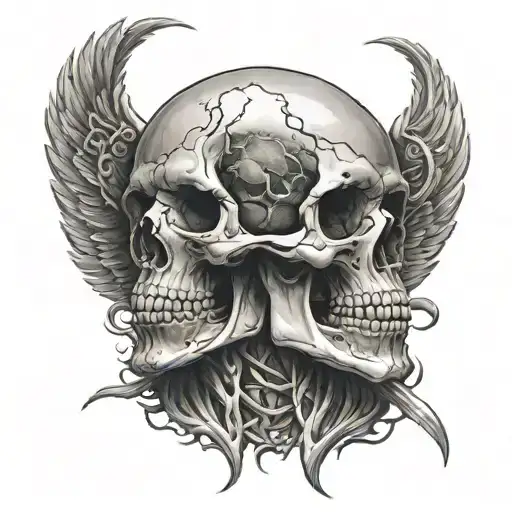 Design a realistic portrait of a famous rock musician with a skull motif tattoo design idea