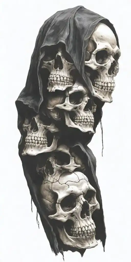 demonic skulls in hoods realistic tattoo design idea