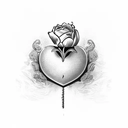 vase with human heart and flower growing out of it  tattoo design idea