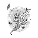 arrow with dragon around tattoo design idea