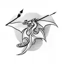 arrow with dragon around tattoo design idea