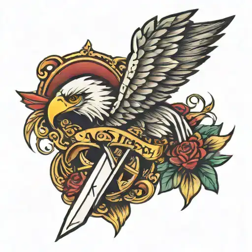 dagger with eagle eye tattoo design idea