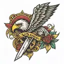 dagger with eagle eye tattoo design idea