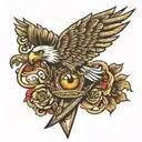 dagger with eagle eye tattoo design idea