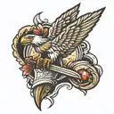 dagger with eagle eye tattoo design idea