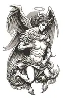 angel and winged devil   tattoo design idea