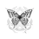 letter D with butterfly  tattoo design idea