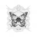 letter D with butterfly  tattoo design idea