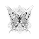 letter D with butterfly  tattoo design idea