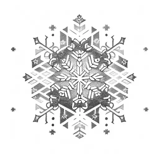 A tattoo design of a video game controller with snowflakes falling around it, symbolizing the client's love for video games and winter tattoo design idea