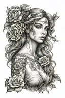 full body Aphrodite realisric beautiful girl shoulder tattoo tattoo design idea