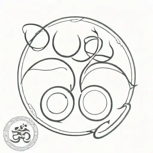 om and damru small drum intertwined tattoo design idea