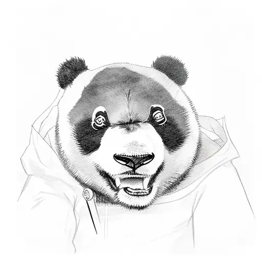 an anime badass panda bear in a comic book panel tattoo design idea