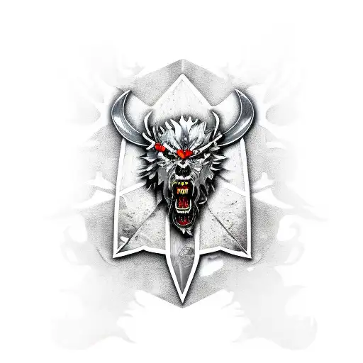 Witcher silver sword with Witcher medallion  tattoo design idea