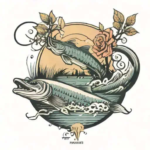 I want a tattoo with the montage of a lake and a fisherman 3 rose and the letter A P L M and the date 09/16/22 tattoo design idea