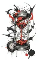hourglass in a black hole tattoo design idea