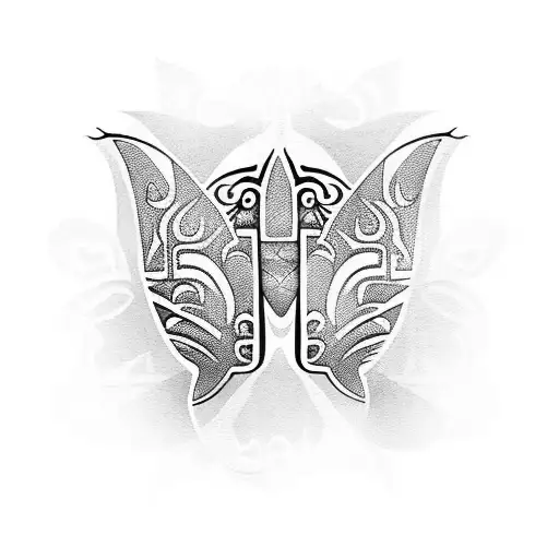 Polynesian-inspired design incorporating my 2 mantas and flower elements tattoo design idea