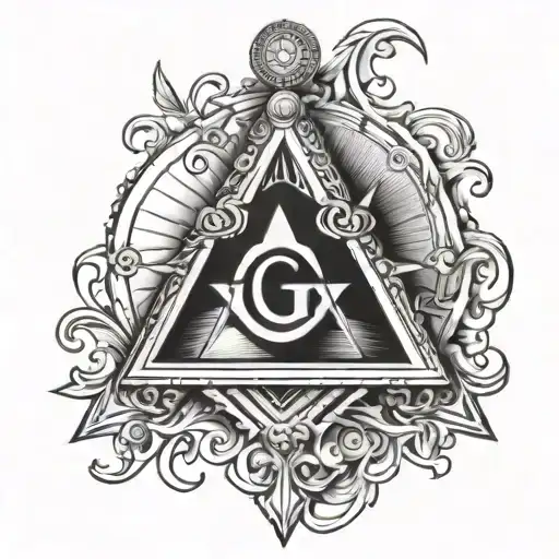 Masonic square and compass tattoo design idea