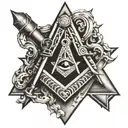 2" Masonic square and compass with shading tattoo design idea