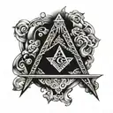 2" Masonic square and compass with shading tattoo design idea