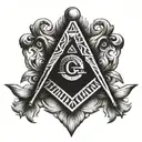 2" Masonic square and compass with shading tattoo design idea