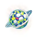 Soccer Ball orbiting like saturn tattoo design idea