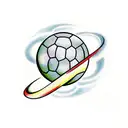 Soccer Ball orbiting like saturn tattoo design idea