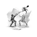 David fighting Goliath  tattoo design idea
