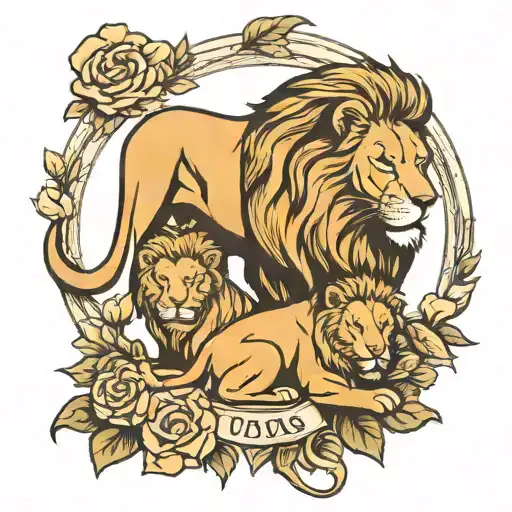 dad lion and son lion memorial tattoo design idea