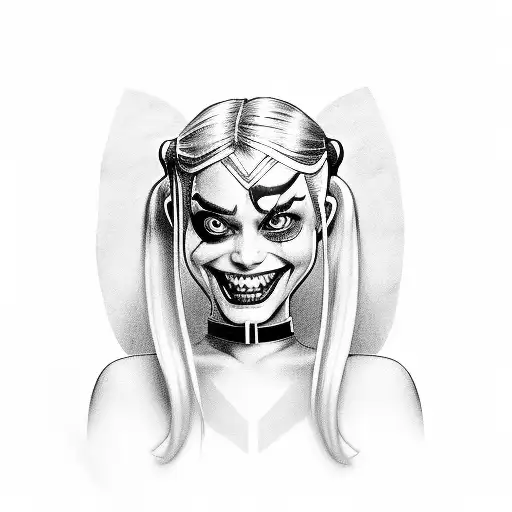 harley quinn smiling tattoo design idea