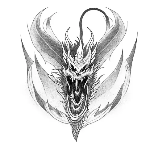 Dragon breathing fire, inside fire a powerful fist tattoo design idea