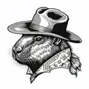 capybara cowboy with mullet tattoo design idea