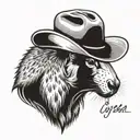 capybara cowboy with mullet tattoo design idea