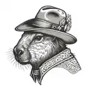 capybara cowboy with mullet tattoo design idea