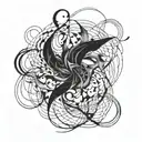Abstract representation of desire and movement tattoo design idea