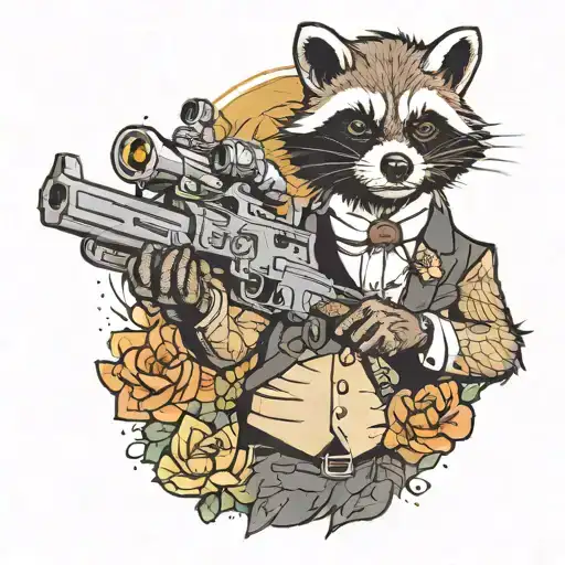 James Bond racoon tattoo design idea