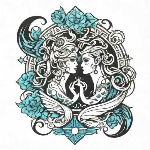 Aquarius Gemini zodiac sign tattoo design idea