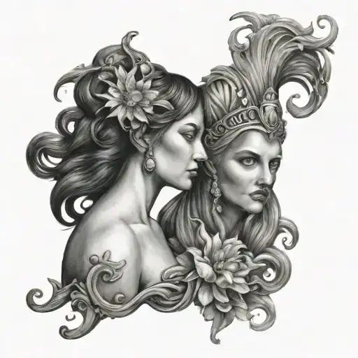 Aquarius Gemini zodiac sign tattoo design idea