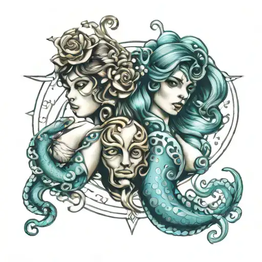 Aquarius Gemini zodiac sign tattoo tattoo design idea