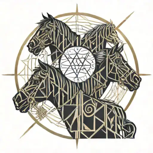 Roman numeral 4 horsemen tattoo design idea