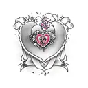 heart with orchids and use initials EJ tattoo design idea